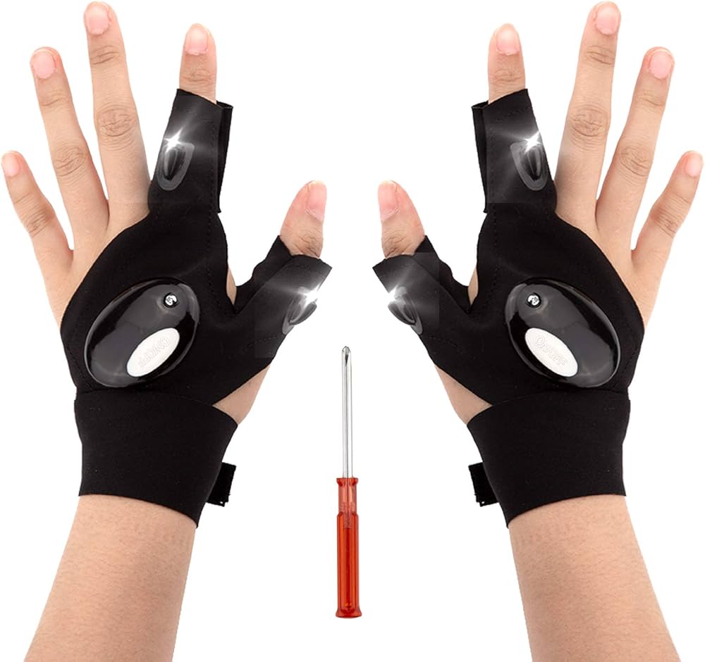 Fingerless LED Flash Light Gloves