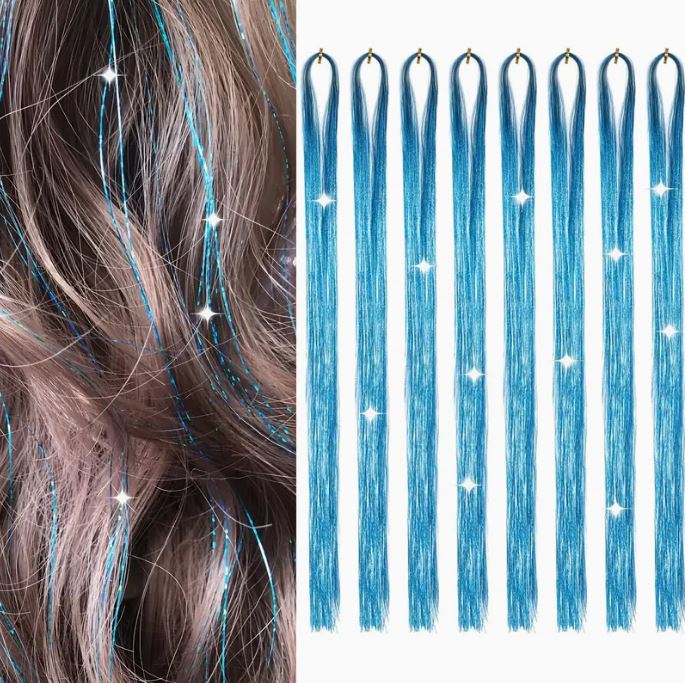 Vibrant Glitter Hair Tinsel Extensions (Heat Resistant)
