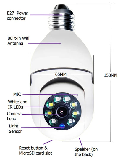 WIRELESS WIFI LIGHT BULB CAMERA SECURITY CAMERA