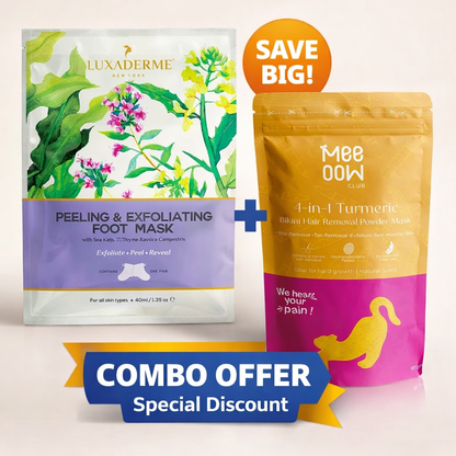 Top Selling Meow Body Hair Removal Wax Powder + Peeling Foot Mask COMBO