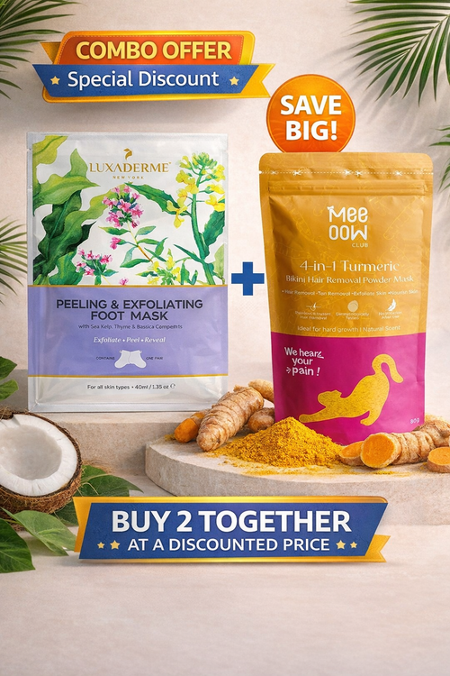 Meow Body Hair Removal Wax Powder + Peeling Foot Mask COMBO