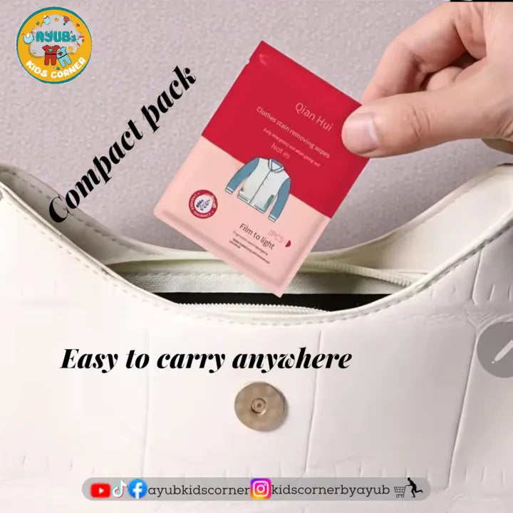 Portable Clothes Stain Remover Wet Wipes (PACK OF 20Pcs)