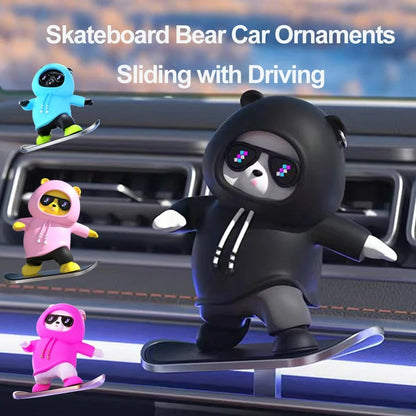 Sliding Skateboard Bear Car Ornament