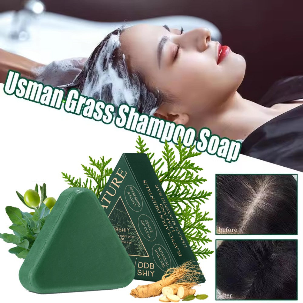 Herbal Platycladus Orientalis Shampoo Soap Usman-Grass Anti Hair Loss Soap 120g