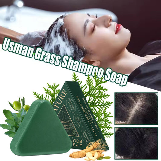 Herbal Platycladus Orientalis Shampoo Soap Usman-Grass Anti Hair Loss Soap 120g